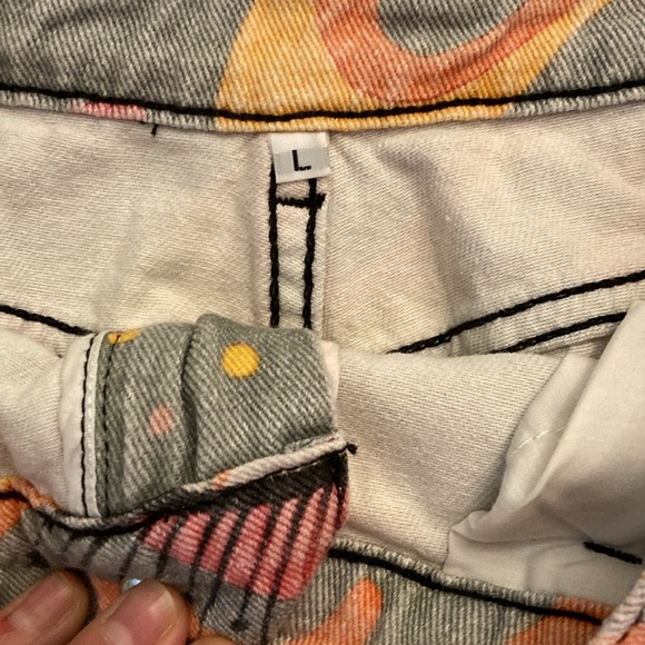 Evil eye super wide legged denim jeans button & zipper unbranded - Picture 4 of 15